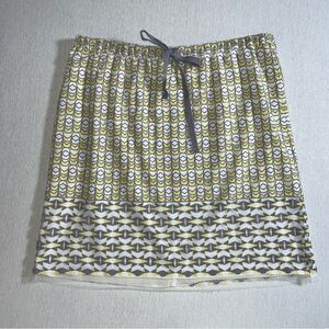 Sophie Max Cotton Blend Mesh Lace Yellow + Grey on White Skirt w/ Drawstring